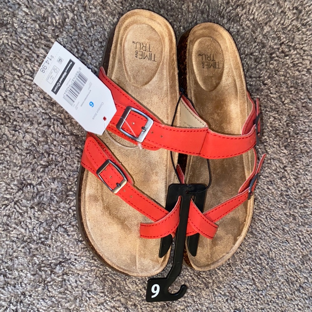 Women’s Red Slip On Sandals